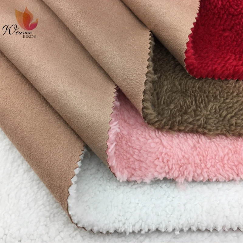
High Quality Knitted Flannel Fabric Plain Dyed Suede Fabric Bonded Shu Velveteen Fabric For Windbreaker and Winter Coat 