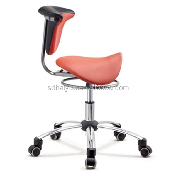 Ergonomic Medical Chair Dental Assistant Saddle Stool With Swivel Backrest