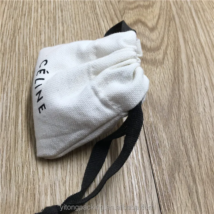 Custom White Small Jewelry Linen Pouch Bag With Printing