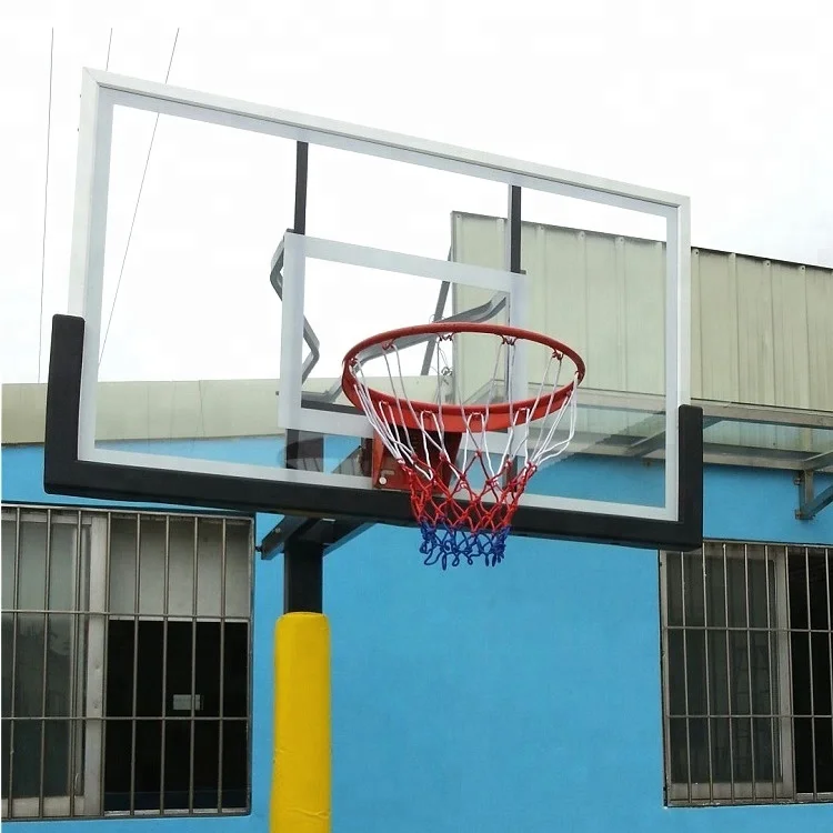 High qualtity 12mm thickness PU padding tempered glass safety basketball board with ring