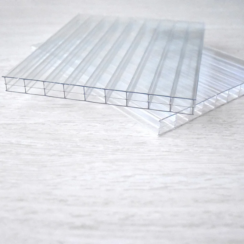 Clear plastic roofing panels 16mm triple wall polycarbonate hollow sheet