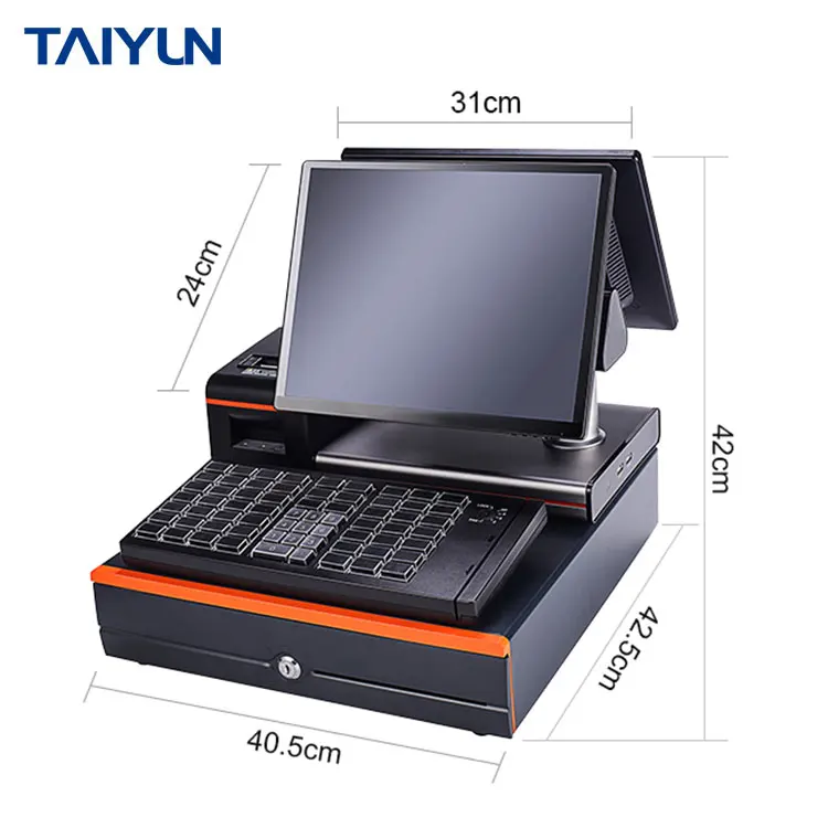 Restaurant use dual screen pos system electronic cash register machine