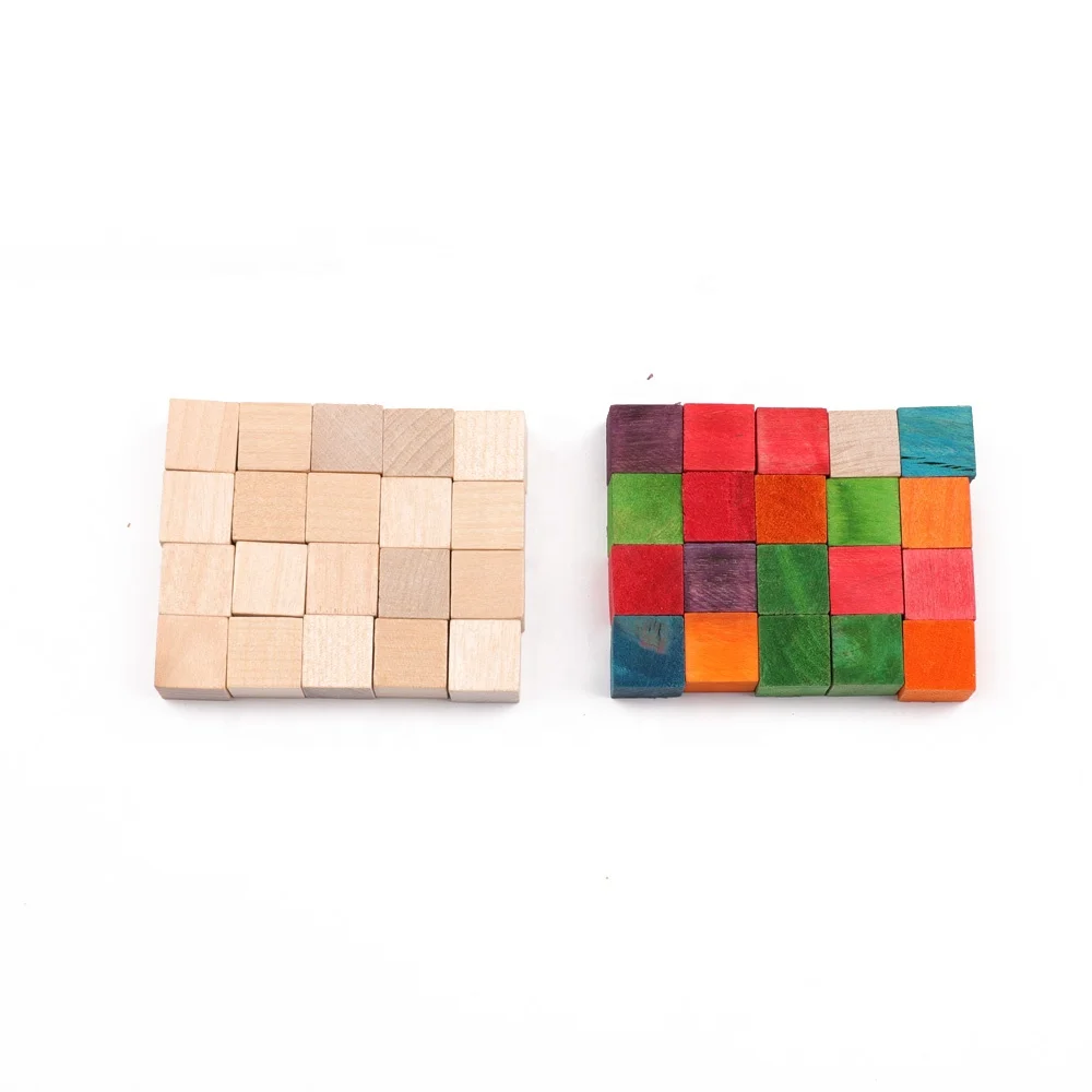 2018 Best Selling Children DIY Natural Color  Wooden Cubes and Blocks