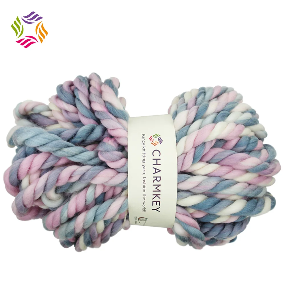 
 Высококачественная Смешанная цветная окрашенная крупная пряжа Charmkey, акриловая шерстяная пряжа, трехслойная пряжа  