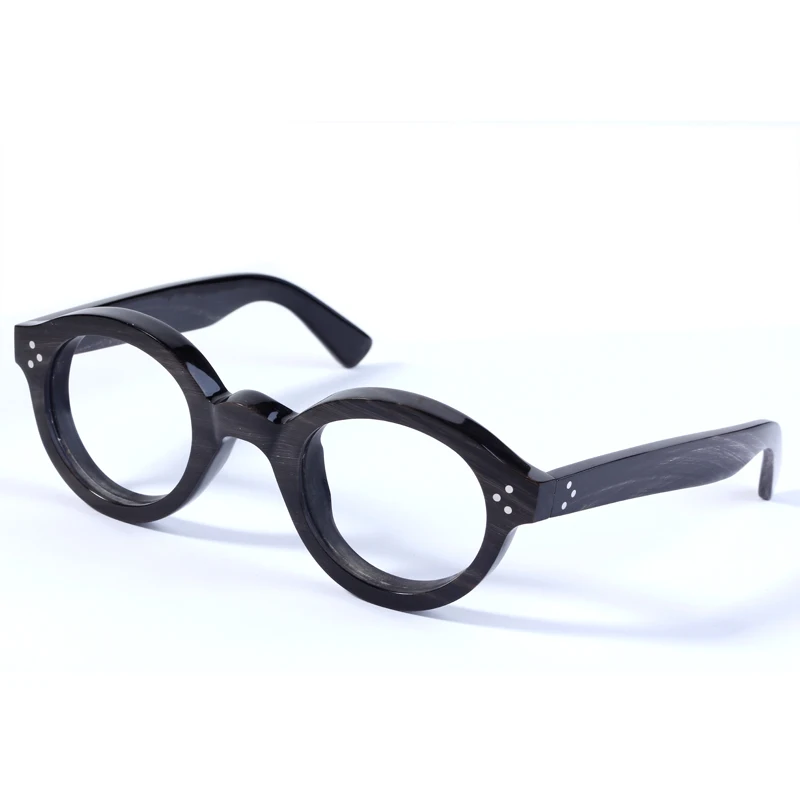 Italy Customized Frame Unisex Eyewear Car Sun Shade Acetate Glasses Frame Black Buffalo Horn Eyeglass Frames Vintage
