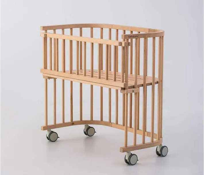 Beech Wood Round Shape New Born Baby Crib Co Sleeper Baby Bed