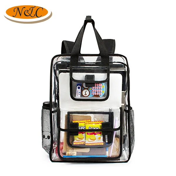 Wholesale price custom logo durable transparent PVC backpack school