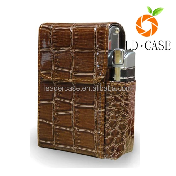 Высококачественный классический кожаный портсигар с держателем зажигалки