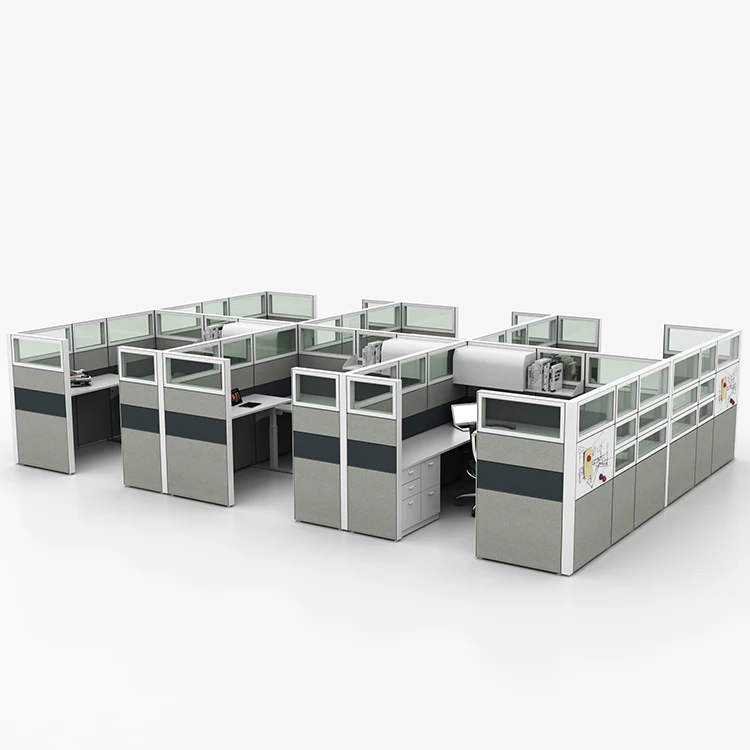 Professional production 6 persons office cubicle with overhead cabinet