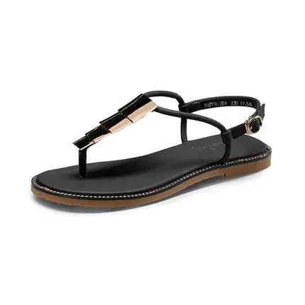 Fashion ladies simple flat sandals thailand style flip flops sandals with buckle