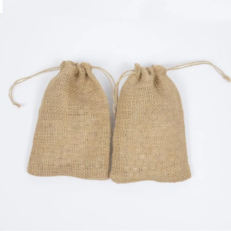 Wholesale Gift Packaging Natural Color  Jute Drawstring  Bag