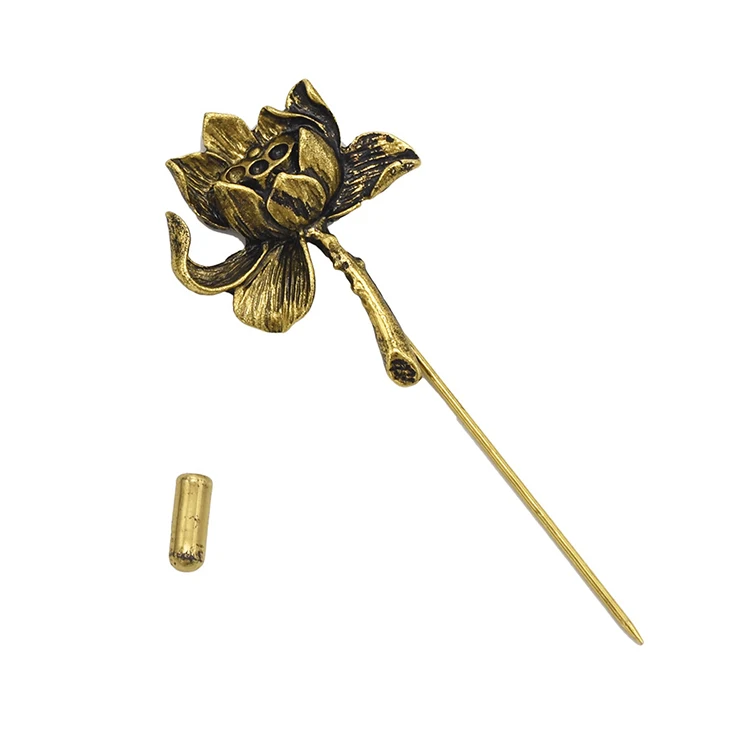 Men Unisex Gold Silver Metal Flower Lotus Safety Custom Pin Brooch For Women Party Jewelry