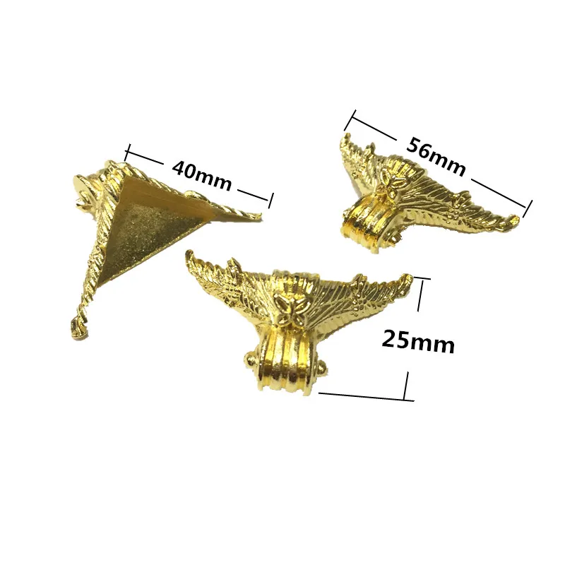 Золотая винтажная Подарочная коробка для ювелирных изделий, Деревянный чехол, Декоративные ножки, Угловой протектор