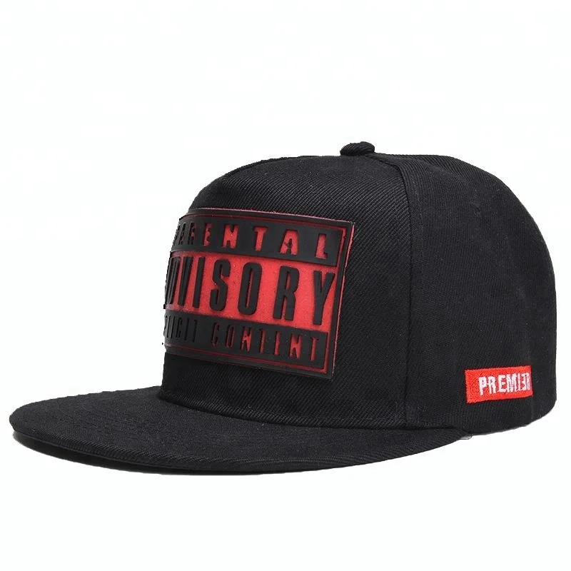 New Style 100% Cotton Flat Brim Cowboy Name Brand Denim Hats 5 Panel Rubber PVC Logo Baseball Cap for Men