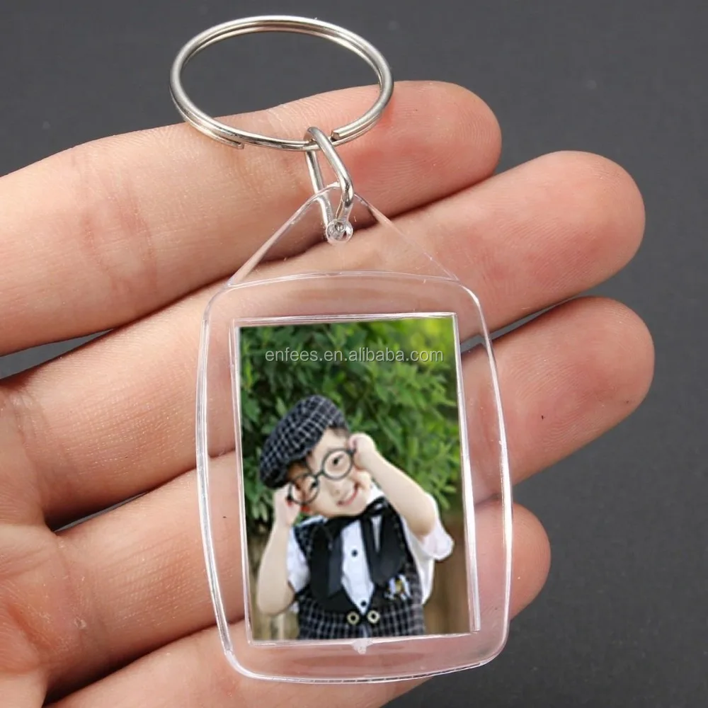 50 Clear Acrylic Photo Keychains by 5.4cm x 3.2cm Translucent Blank Keyring