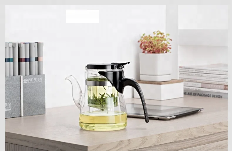 Safe Heat Resisting Borosilicate Home Office Large Tea Pots 600ml Strainer Teapot High Heat Resistant Glass Tea Pot With Infuser