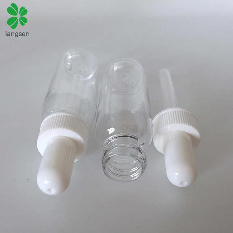 Wholesale 30ml 1 oz/ounce plastic PET clear bottle with dropper, essential oil, pharmaceutical dropper white cap