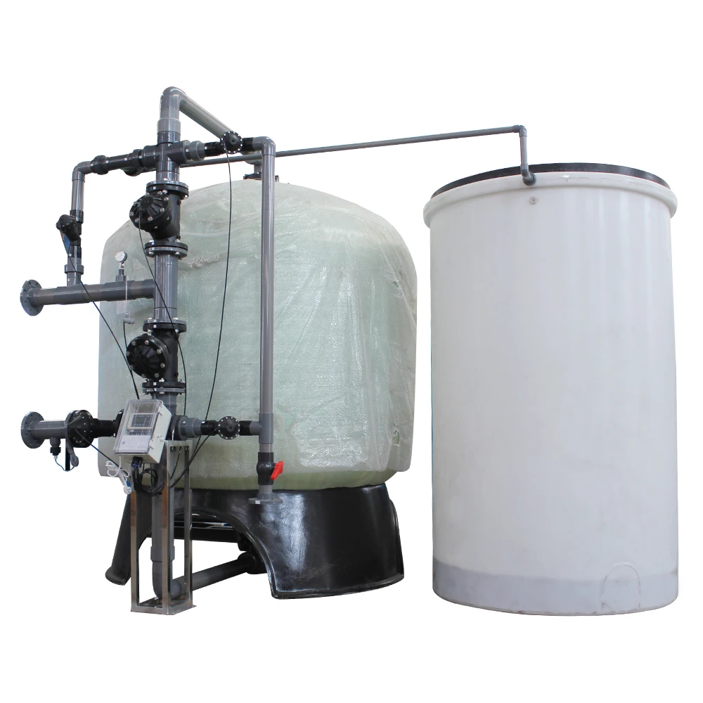 Drinking water plant 50m3/hr water softener system with pneumatic diaphragm valves and  FRP tank