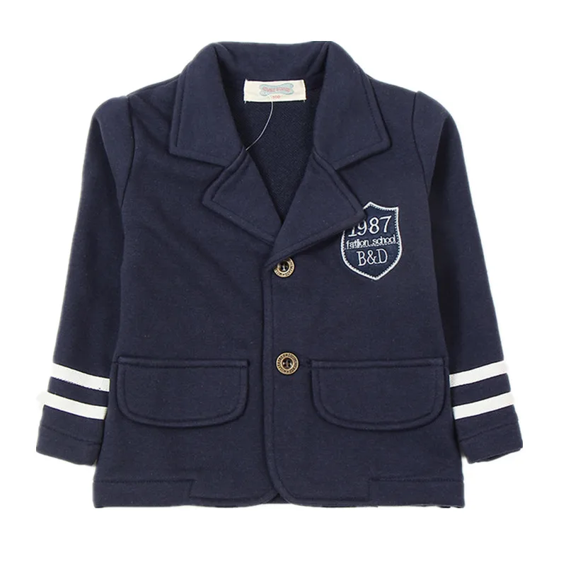 
Navy Blue Gray Two Button Baby Boys Casual Blazer School Boy Cardigan Suit Jackets With Letters 