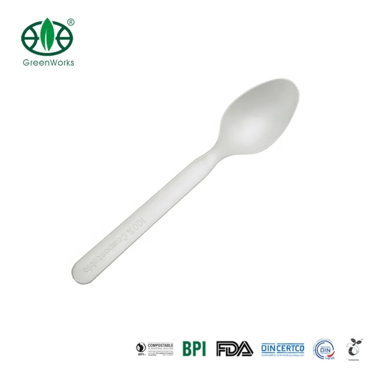 2021 High Quality flatware spoon cPLA compostable disposable 7 inch spoon Bulk flatware dinnerware sets