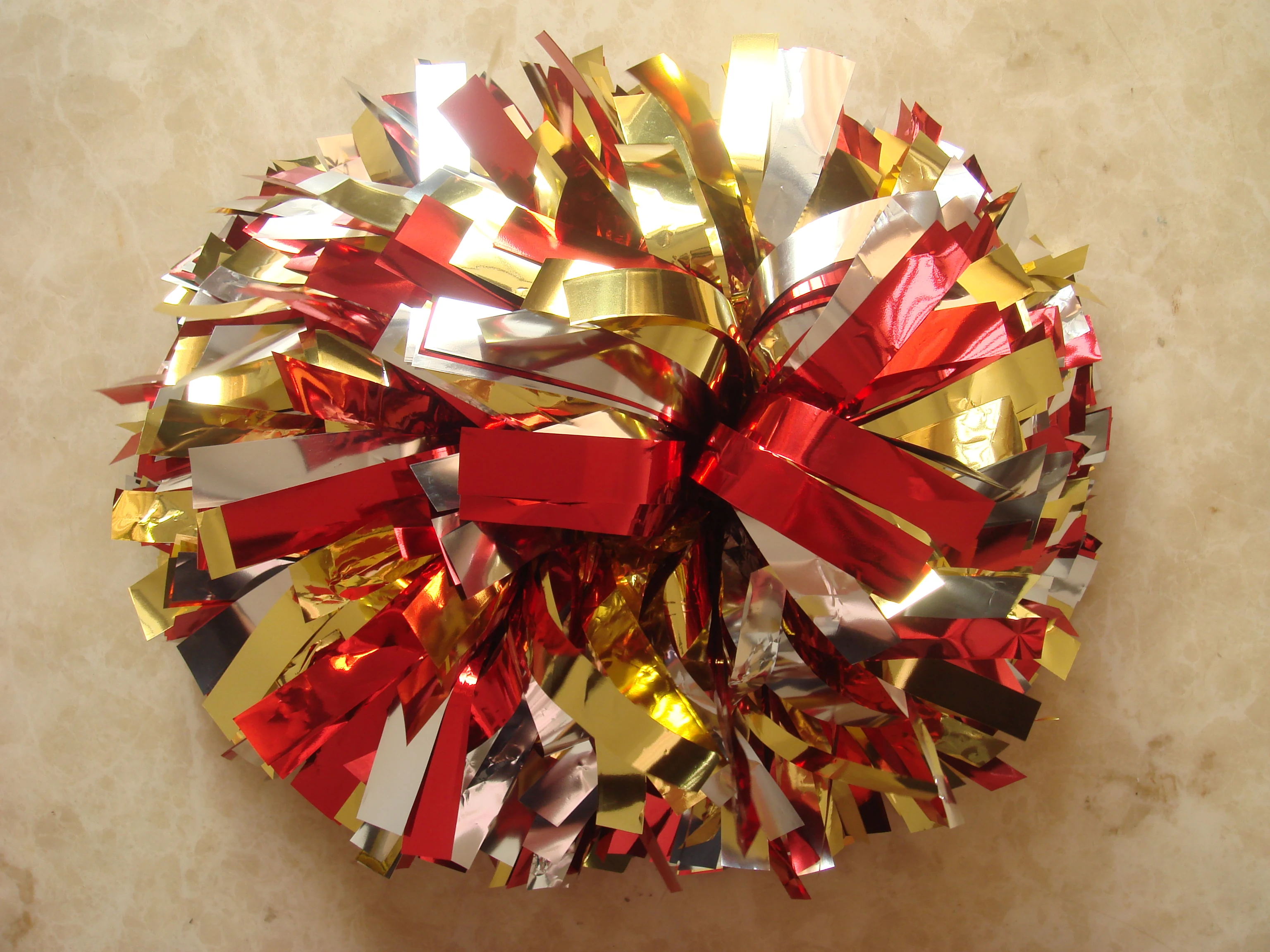 6 дюймов три цвета; Смешанные cheerlrading металлик pom poms мяч