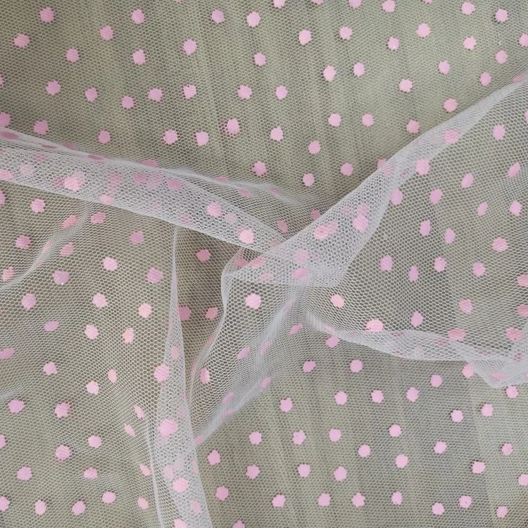 
Small Polka Dots Design Offset Printing Tulle Fabric For Wedding Dress/Mosquito Nets/Bedding/Casual Clothes 