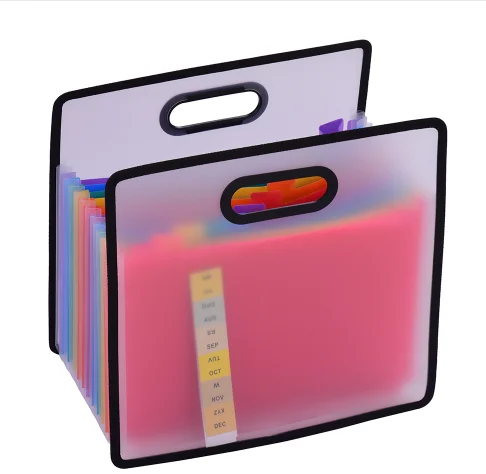 Accordion Expanding File Folder A4 Paper Filing Cabinet 13 Pockets Rainbow Coloured Portable Receipt Organizer with Guide