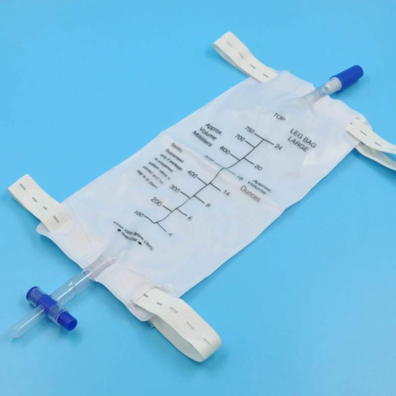 Urine Leg Bags With T Valve Outlet With Strips