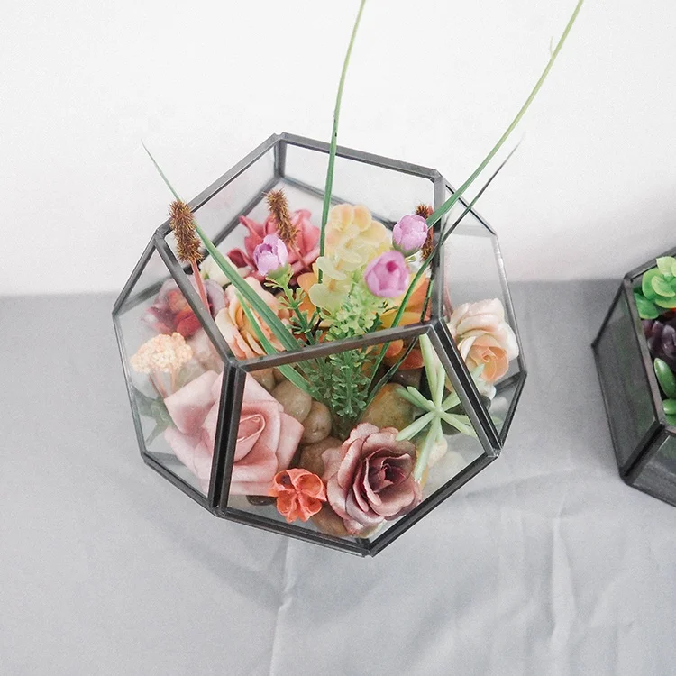 Box Geometric Terrarium Vintage Artificial Glass Bulk Copper for Indoor Terrarium Tabletop Vase Acceptable Customized 15~30days