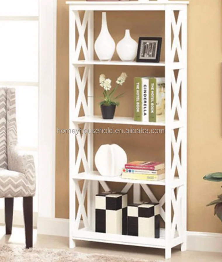 French Style Antique Wood Living Room White Display Shelf/Bookcase