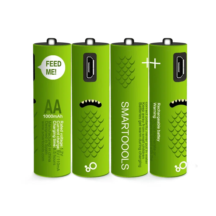 Repeated USE Reusable Rechargeable AA Batteries 1.2V 1.5V Micro Port Charging USB AAA Battery 4 Pack 2 Pack Set 1000mAh 450mAh
