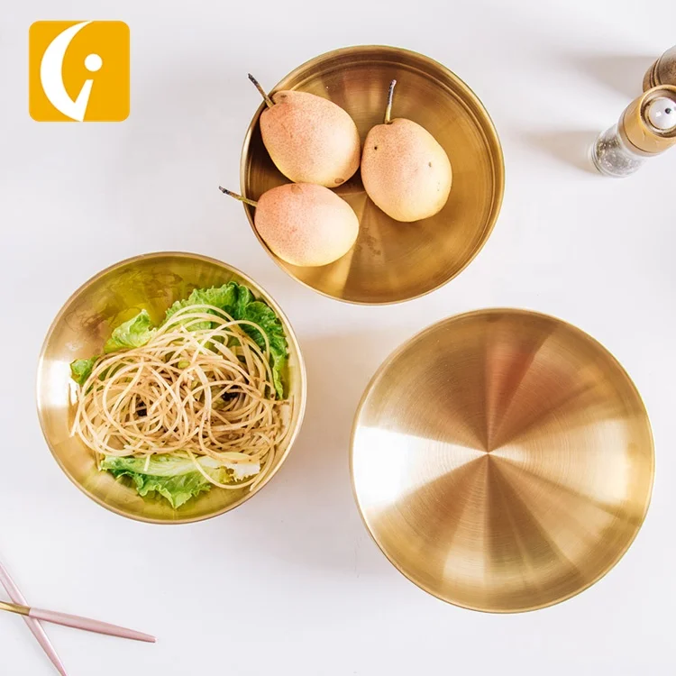 korean stainless steel golden mixing bowl  for rice or noodle and soup bowl