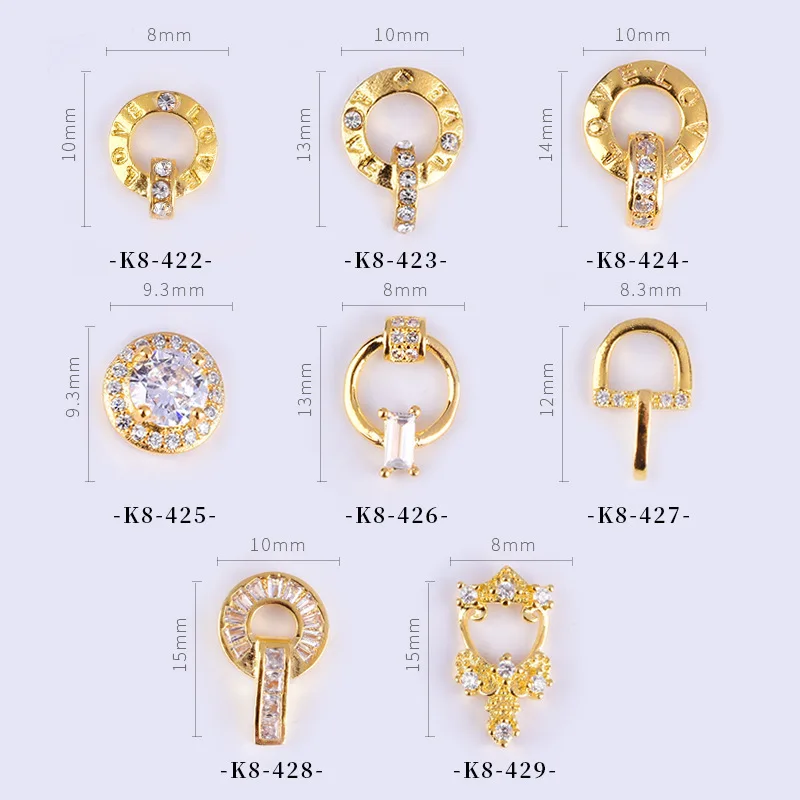 OEM Luxury Metal House Shoe Shape Chic Nail Art Charm Cubic Zircon Decoration Nail 3D Nail Sticker DIY Art Decoration Jewelry