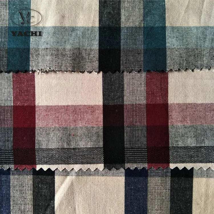 100% cotton check shirt fabric for men