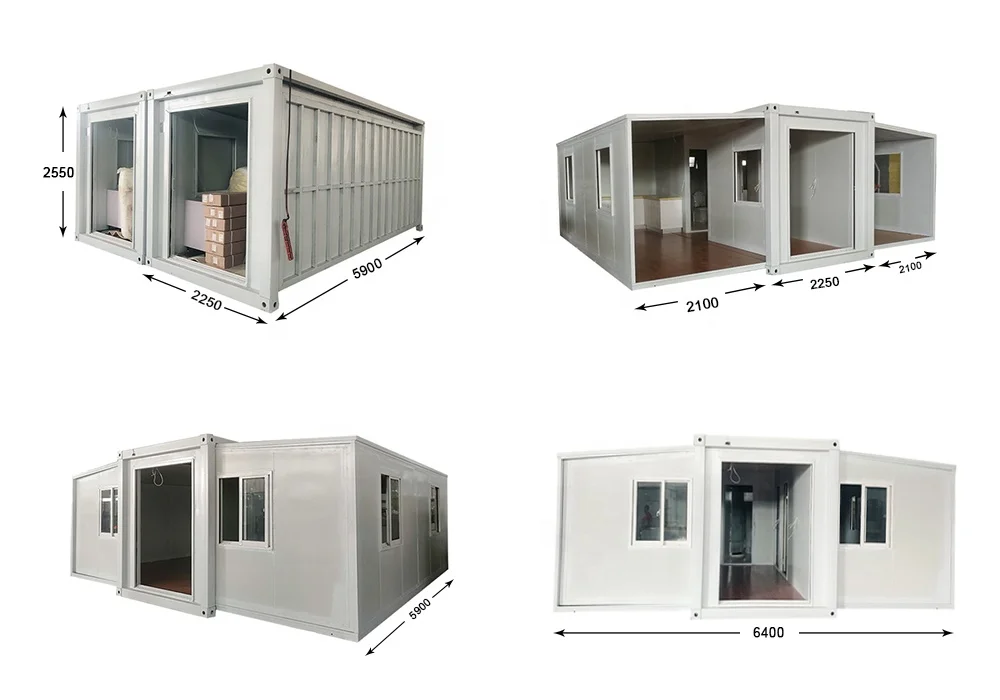 20ft 30ft cheap fully assembled two bedroom home prefab expandable container house for sale