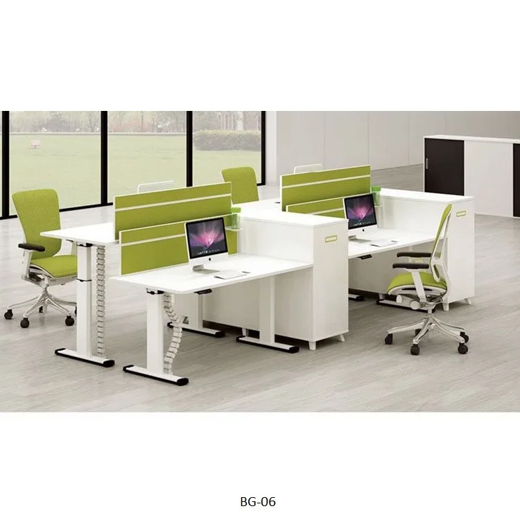 Luxury wooden office cubicle furniture modular rectangular height adjustable standing executive 4 person workstation table desk