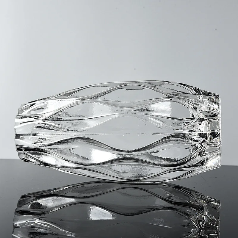 Unique Clear Glass Flower Vase, Small and Elegant Oval Bud Vase, Decorative Floral Vase for Home Decor Office Place Settings