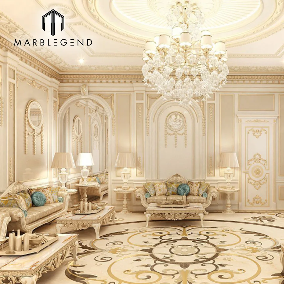 
the Middle East style imperial round beige flower flooring tile design arabic majlis 