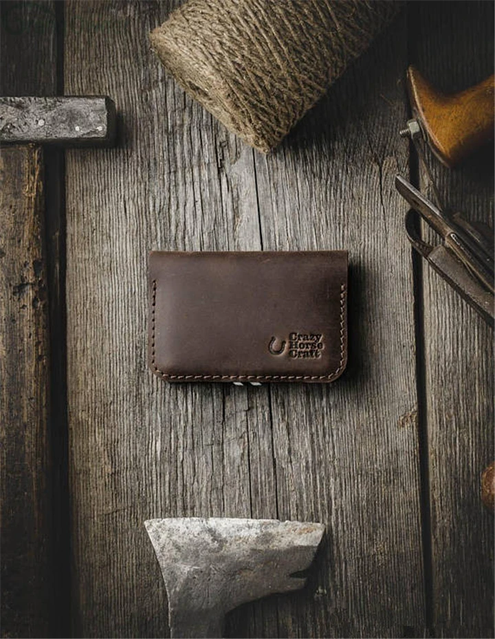 Wholesale retro durable Handmade high quality leather card holder, credit card wallet, business card case