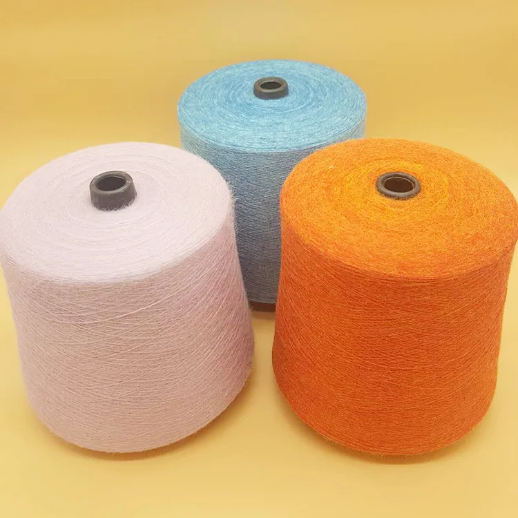 
Wholesale 28S/2 Rabbit Cashmere Core Spun Viscose Polyester Blended Yarn 