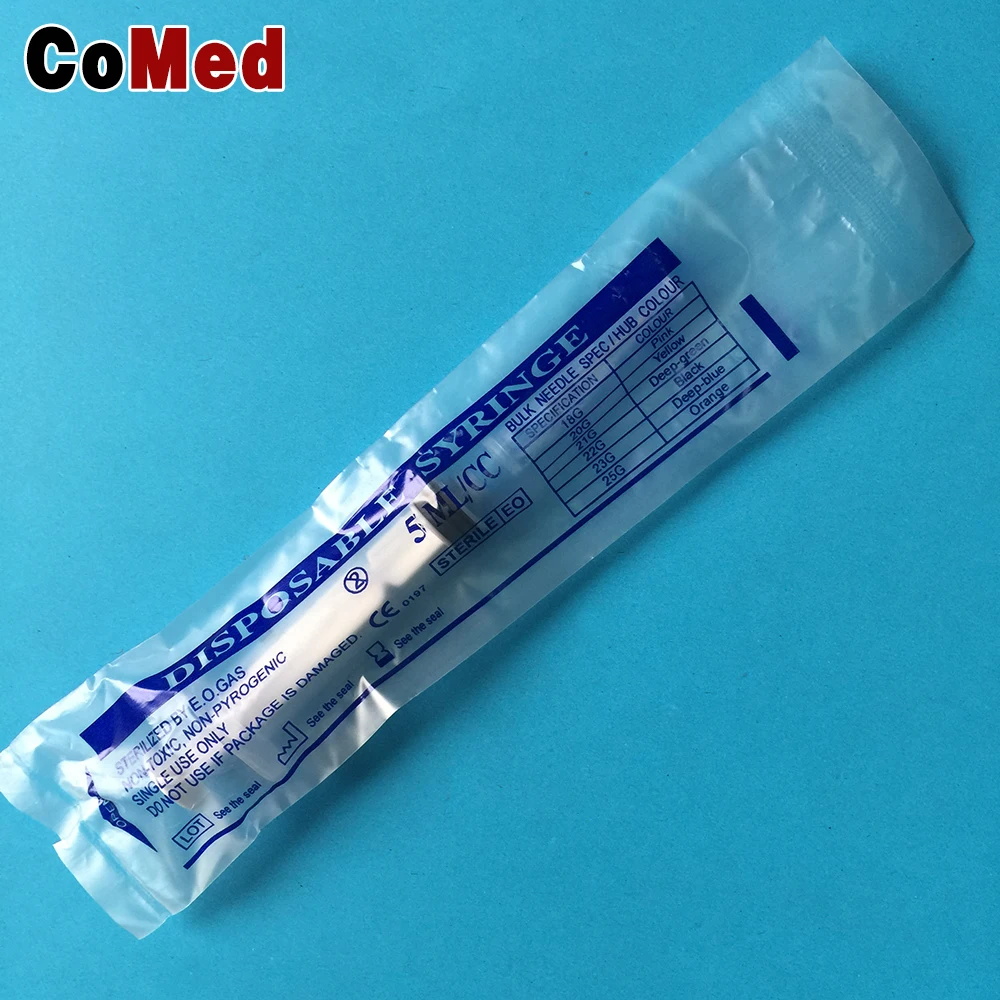 Disposable 5ml luer slip syringe with protective cover