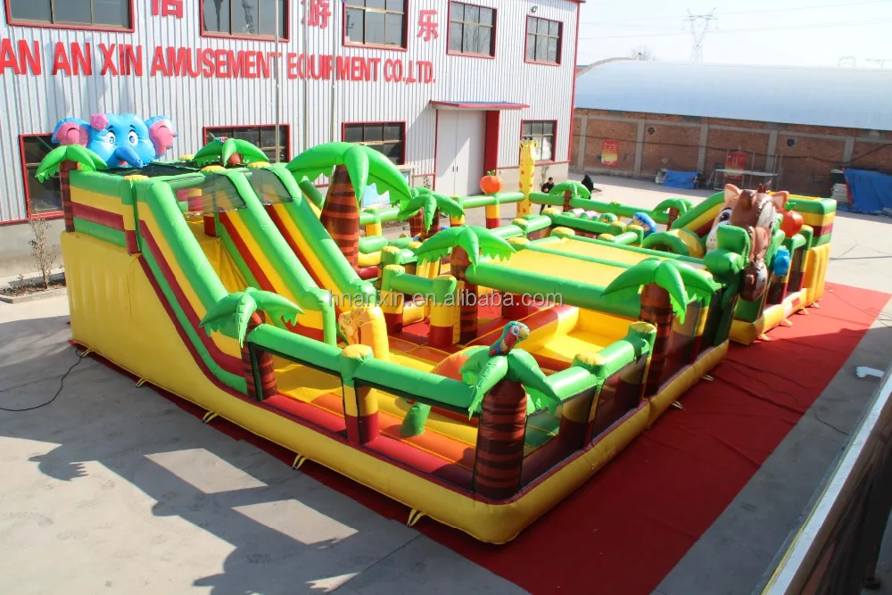 inflatable fun city Forest Zoo bouncers with tiger monkey and elephant/ inflatable games china