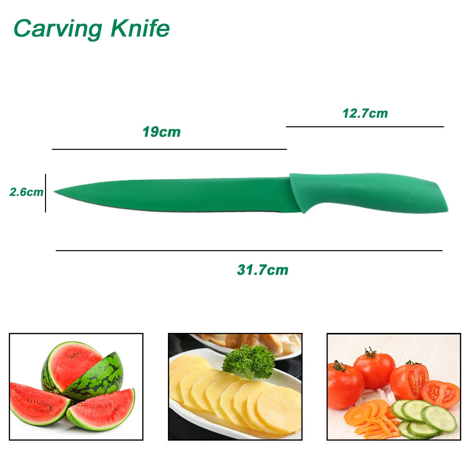 Colorful 6 Pcs in One Set Kitchen Tools Non-Stick Knife Set Stainless Steel Kitchen Knife Set