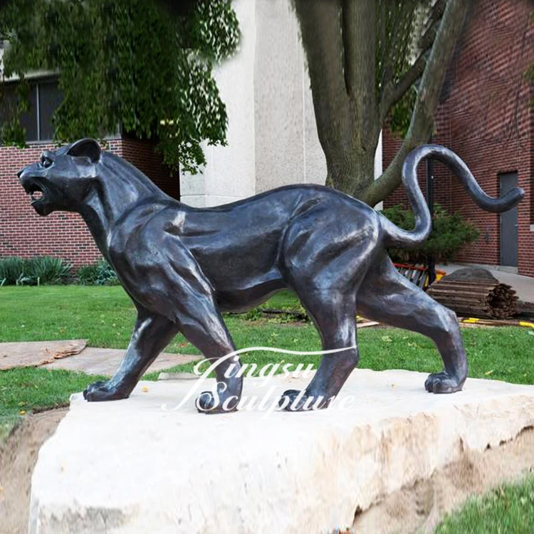 Outdoor deco bronze black panther sculpture