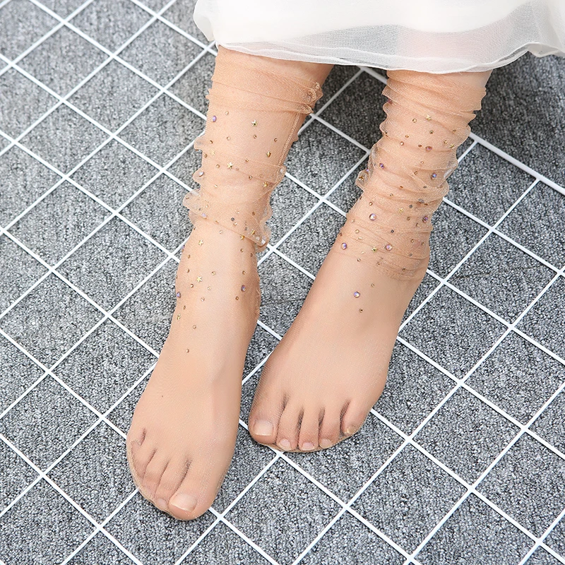 Flowery Blush Tulle Socks