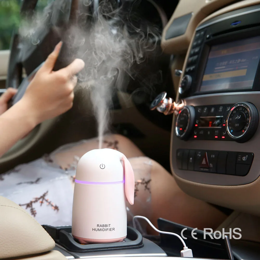 
Ultrasonic Air Humidifier for Baby Pregnant Cartoon Rabbit 170ML USB Essential Oil Diffuser LED Light Lamp Car Air Purifier 