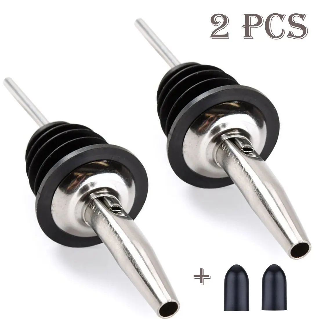 Fashionable Olive Oil Bottle Pourer Metal Liquor And Red Wine Bottle Pourer Stainless Steel And Silver Wine Pourer Pet