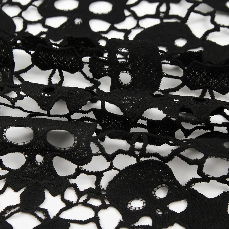 Wholesale cheap black fashion skull head breathable thin Swiss water soluble lace fabric for women
