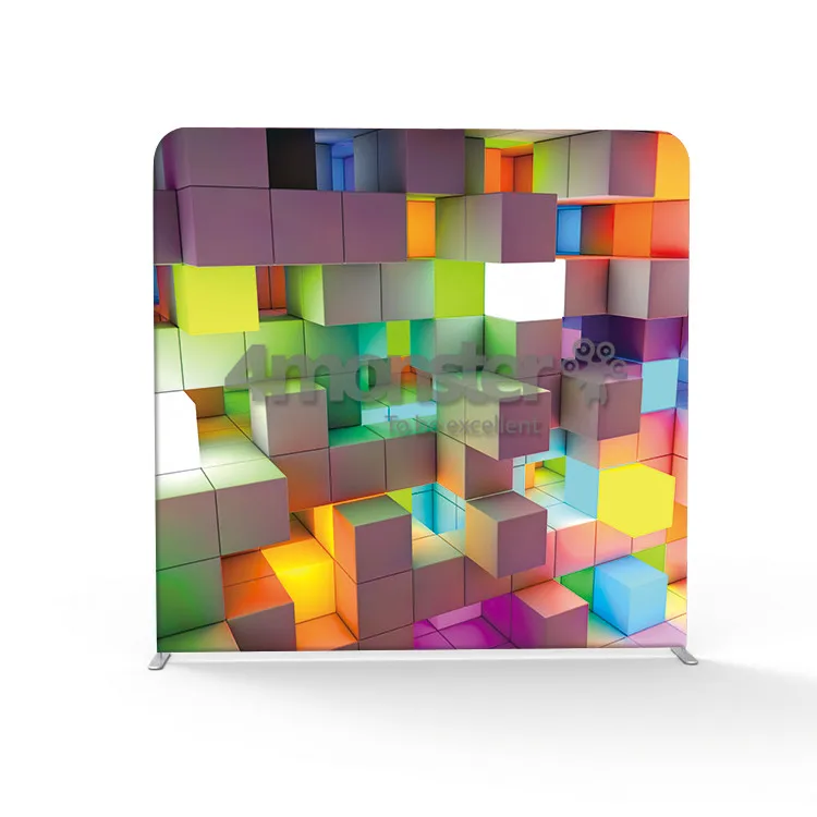 Bright color 3D cubic design 8ft backdrop foto