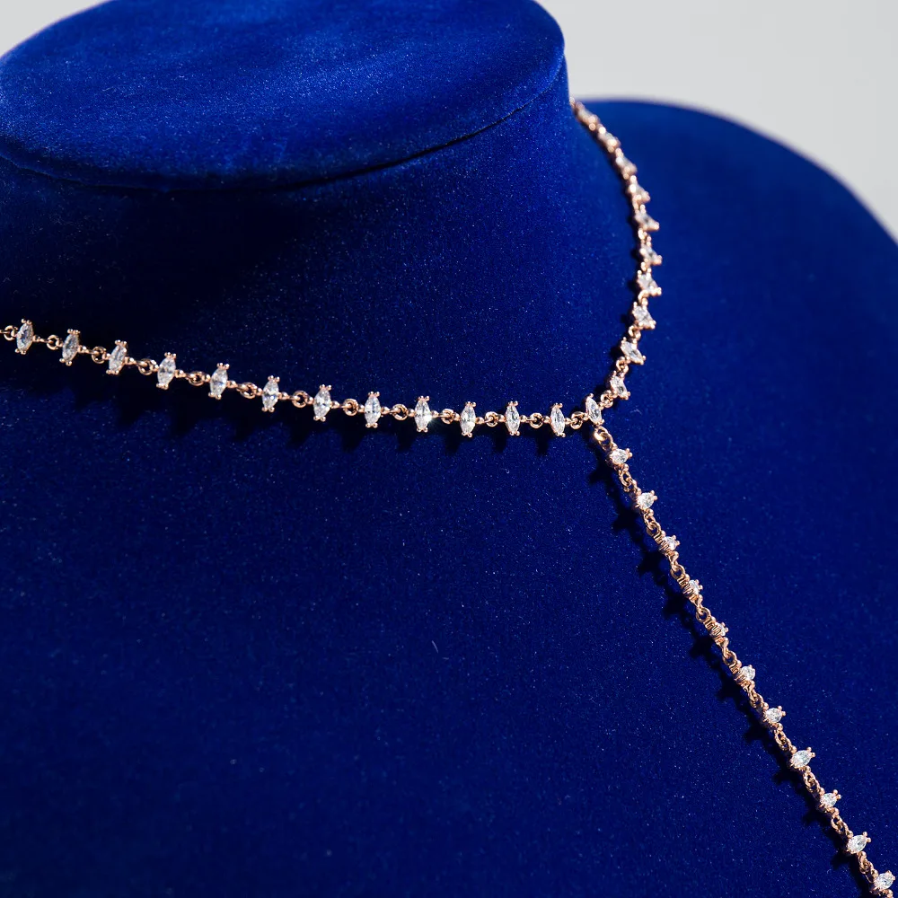 
Wholesale Fashion Jewelry Long Choker Necklace 18k Gold Plated 